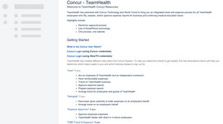 Concur - TeamHealth - Help - TeamHealth Wiki - Atlassian