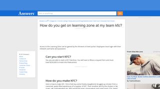How do you get on learning zone at my team kfc - Answers