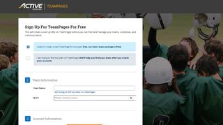Sign Up for TeamPages Sports Websites for Free