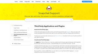 Third-Party Applications and Plugins - Snapchat Support