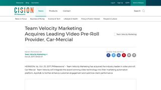 Team Velocity Marketing Acquires Leading Video Pre-Roll Provider ...