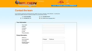 Contact the Wilden team - Wilden Pumps from Air Pumping Ltd.