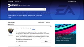 Solved: [Investigation on-going] NCAA TeamBuilder site down ...