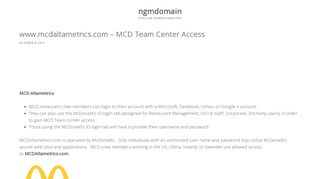 www.mcdaltametrics.com – MCD Team Center Access - ngmdomain
