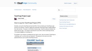 TeamForge Project Login – CloudForge Support