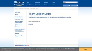 Team Leader Login | Webster University