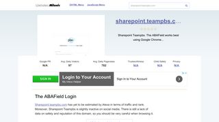 Sharepoint.teampbs.com website. The ABAField Login.