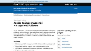 Access TeamSeer Absence Management Software - Digital Marketplace