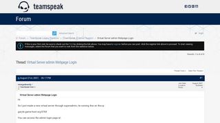 Virtual Server admin Webpage Login - TeamSpeak