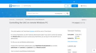 Controlling the UAC on remote Windows PC - TeamViewer Community