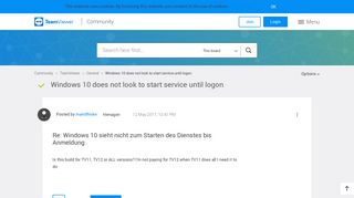 Windows 10 does not look to start service until logon - TeamViewer ...