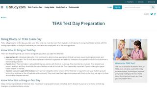 TEAS Test Day Preparation - Study.com