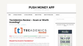 tecademics affiliate program - Push Money App