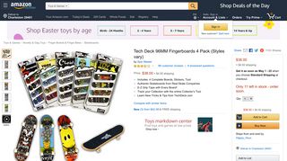 Amazon.com: Tech Deck 96MM Fingerboards 4 Pack (Styles vary ...
