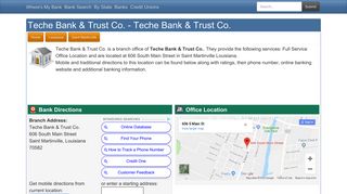 Teche Bank & Trust Co. in Saint Martinville Louisiana - 606 South ...