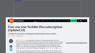 Free: one year TechNet Plus subscription (Updated x3) | Ars Technica