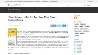 New discount offer for TechNet Plus Direct subscriptions…. – Never ...