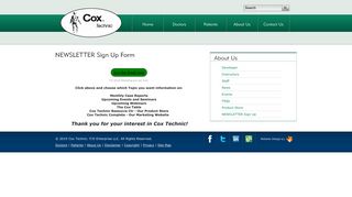 COX TECHNIC NEWSLETTER Sign Up Form | Cox Technic