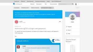 technicolor tg797n v3 login user password - Telstra Crowdsupport ...