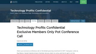 Technology Profits Confidential Exclusive Members Only Pot ...