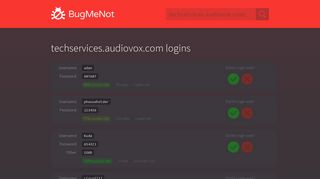 techservices.audiovox.com logins - BugMeNot