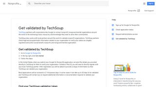Get validated by TechSoup - Nonprofits Help - Google Support