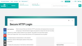 Secure HTTP Login - SearchDomino - TechTarget