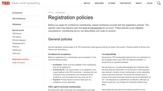 Registration policies | Conferences | Attend | TED