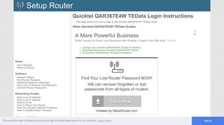 How to Login to the Quicktel QAR367E4W TEData - SetupRouter