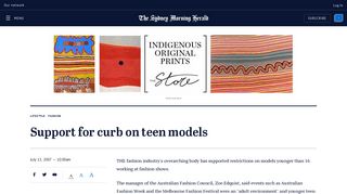 Support for curb on teen models - Sydney Morning Herald
