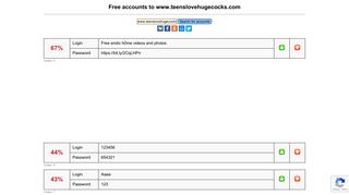 www.teenslovehugecocks.com - free accounts, logins and passwords