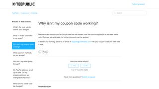 Why isn't my coupon code working? – TeePublic