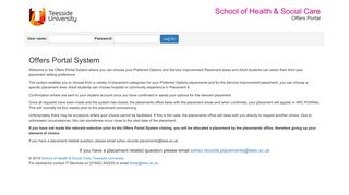 Offers Portal - School of Health & Social Care - Teesside University