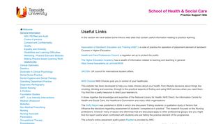 Useful Links - School of Health & Social Care - Teesside University