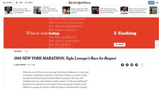 1998 NEW YORK MARATHON; Tegla Loroupe's Race for Respect ...