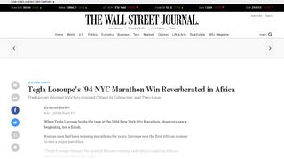 Tegla Loroupe's '94 NYC Marathon Win Reverberated in Africa - WSJ