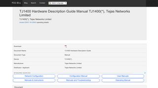 TJ1400 Hardware Description Guide Manual TJ1400(*), Tejas ...