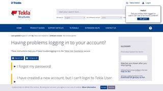 Having problems logging in to your account? | Tekla User Assistance