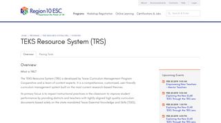 TEKS Resource System (TRS) - Overview - Region 10 Website