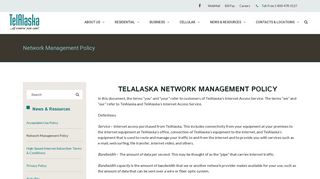 Network Management Policy | TelAlaska
