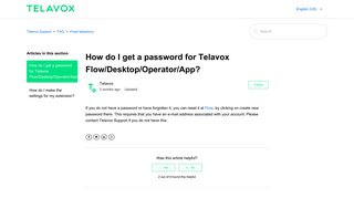 How do I get a password for Telavox Flow/Desktop/Operator/App ...