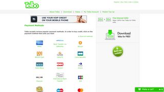 Payment methods - Telbo | Free Internet calls and best value calls