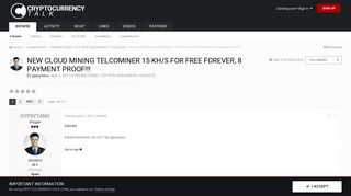 New Cloud Mining TelcoMiner 15 KH/s For Free Forever, 8 Payment ...