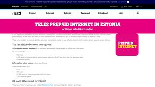 Tele2 prepaid internet in Estonia