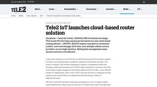 Tele2 IoT launches cloud-based router solution - Tele2