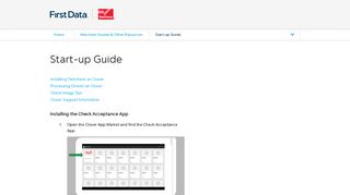 Clover Check Acceptance | Start-up Guide | First Data, Inc.