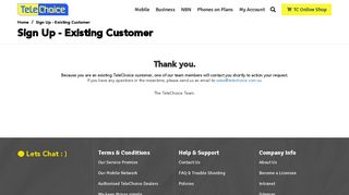 Sign Up - Existing Customer | TeleChoice