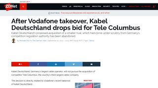 After Vodafone takeover, Kabel Deutschland drops bid for Tele ...