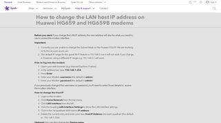 How to change the LAN host IP address on Huawei HG659 and ...