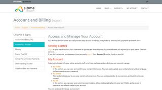 Access and Manage Your Online Account | Altima Telecom